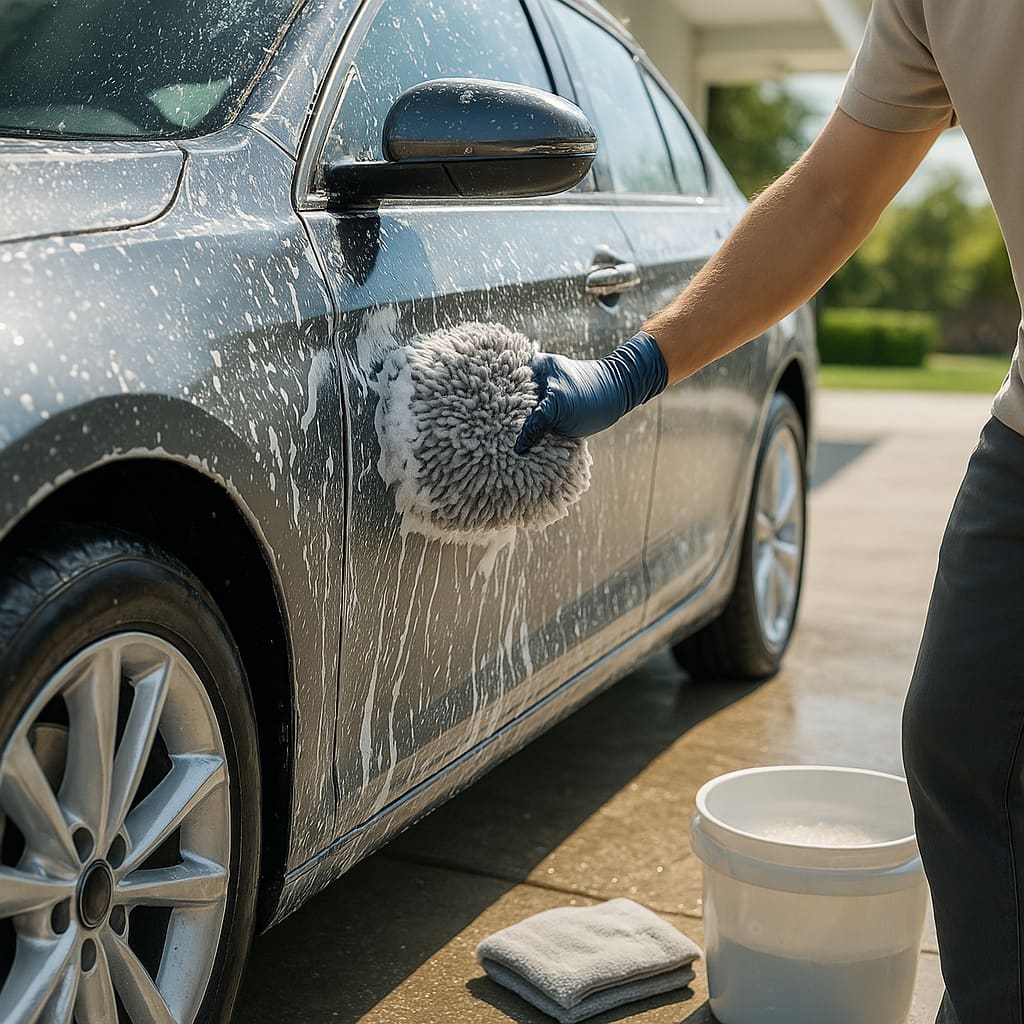 Handwäsche eines Fahrzeugs